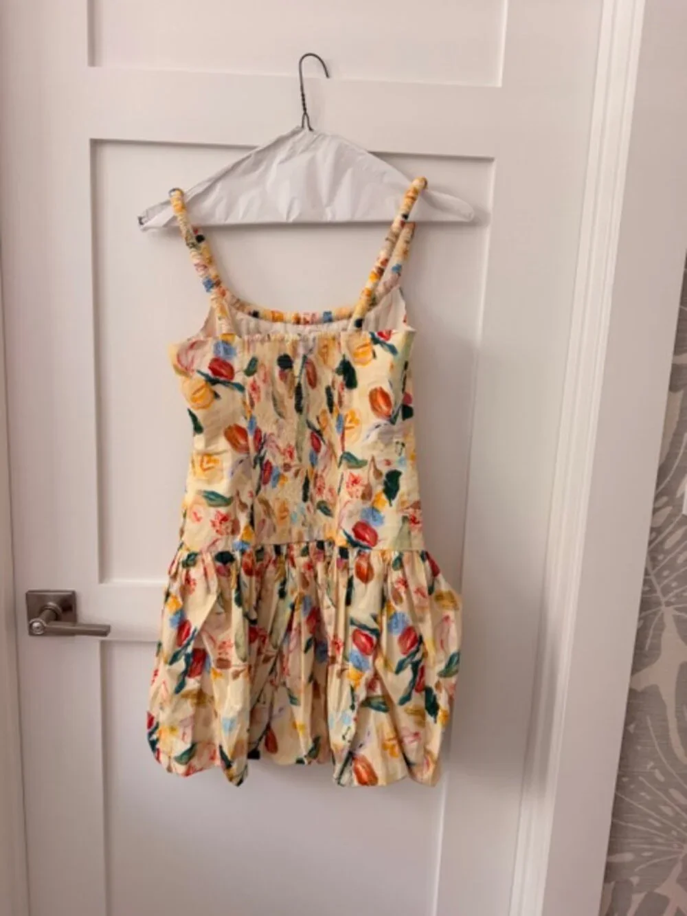 Womens ASTR The Label Keyla Bubble Hem Yellow Floral Mini Dress, S - Picture 7 of 9